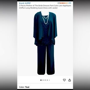 Teal Women's Pant Suit with Jacket